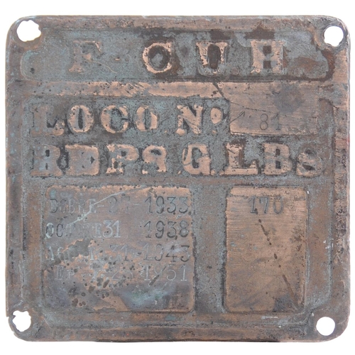 686 - FCUR boiler plate, LOCO 84, brass, 5¼