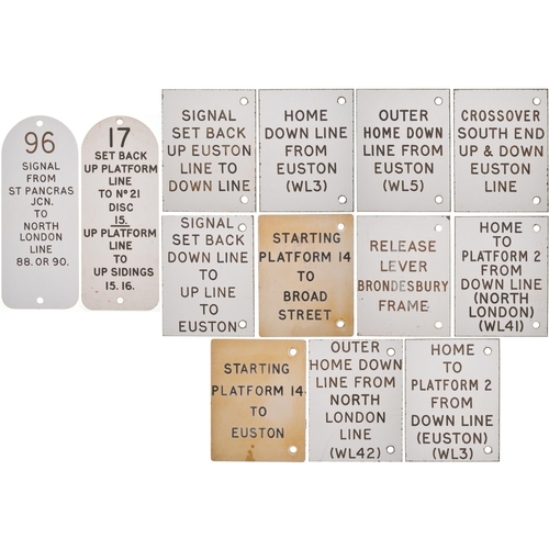 690 - Lever plates, wordings include St Pancras Jcn, North London Line, Euston, Brondesbury, Broad St, etc... 