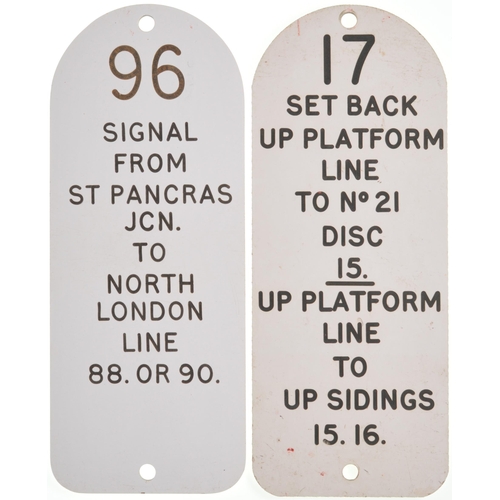 690 - Lever plates, wordings include St Pancras Jcn, North London Line, Euston, Brondesbury, Broad St, etc... 