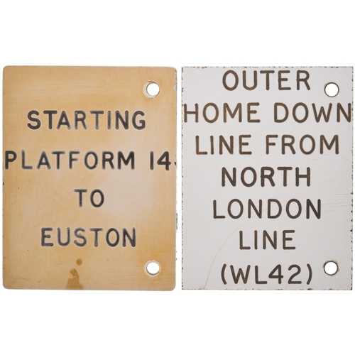 690 - Lever plates, wordings include St Pancras Jcn, North London Line, Euston, Brondesbury, Broad St, etc... 