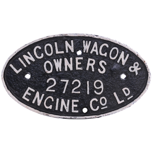 694 - Wagonplate, LINCOLN WAGON & ENGINE Co Ld, OWNERS, 27219, cast iron, 11¼