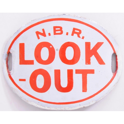 703 - Armbands, N.B.R. LOOK-OUT + LOOK-OUT C.R., enamel, the latter has edge rust repainted. (2)