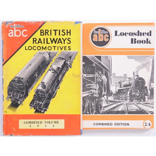 712 - Ian Allan ABCs, combine 1954, unmarked, name on flyleaf, cover poor, + Locoshed Book, combined editi... 