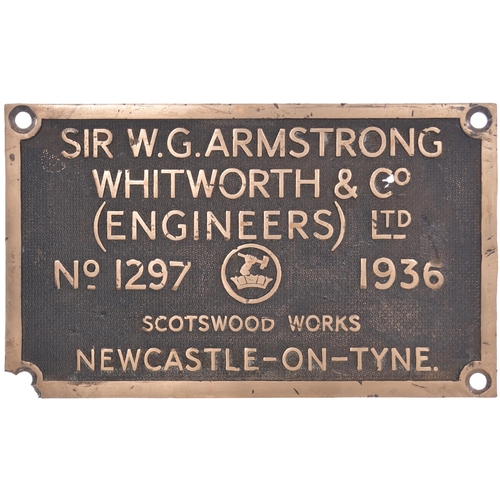 717 - Worksplate, ARMSTRONG WHITWORTH, 1297, 1936, from a LMS Class 5 4-6-0 (4)5242, A long time Edge Hill... 