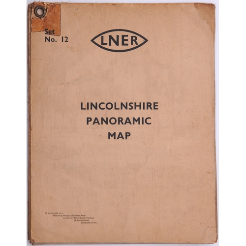 727 - LNER quad royal poster, LINCOLNSHIRE PANORAMIC MAP, mounted on linen by the LNER, with title, Set No... 