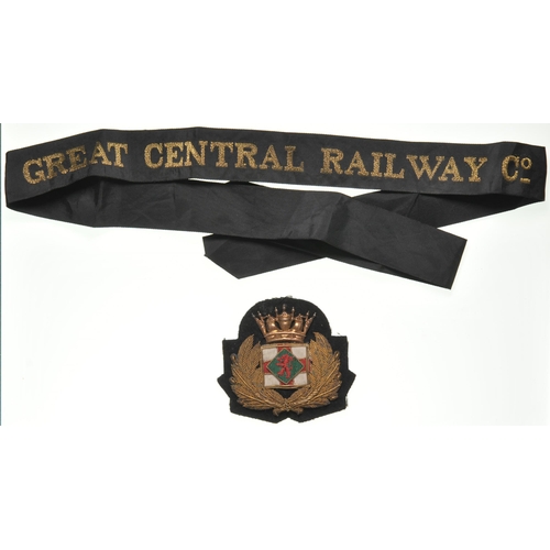 735 - Shipping cap badge, also GCR seaman's cap band. (2)