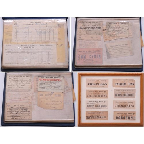 737 - Album of ephemera, mainly pre-group Welsh way bills and wagon labels, small frame of eight LSWR labe... 