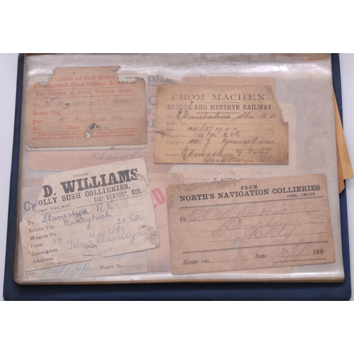 737 - Album of ephemera, mainly pre-group Welsh way bills and wagon labels, small frame of eight LSWR labe... 