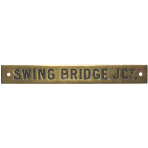 739 - NBR signal instrument plate, SWING BRIDGE JCT, a box between Pulmont and Camelon, engraved brass, le... 