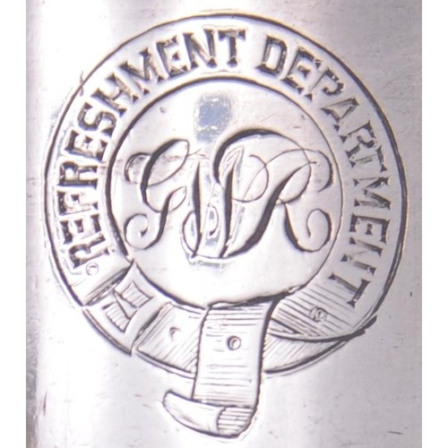 747 - GWR Refreshment Dept half pint tankard, by H Hons, silver plate, coat of arms pattern.