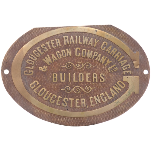 756 - Builders plate, GLOUCESTER RAILWAY CARRIAGE & WAGON Co, ex single car D.M.U. 55000, cast brass, 8½