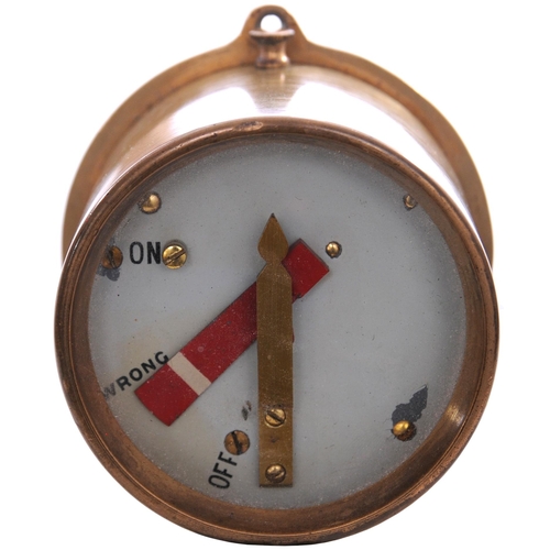 757 - GWR home signal semaphore repeater with red home arm, brass case, 3¼