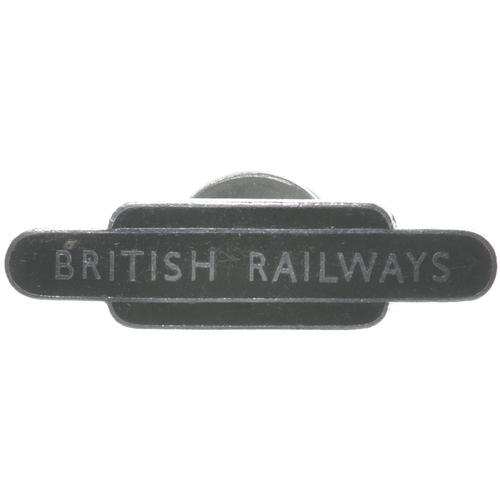 758 - British Railways totem lapel badge, black enamel/chrome, length 1¾