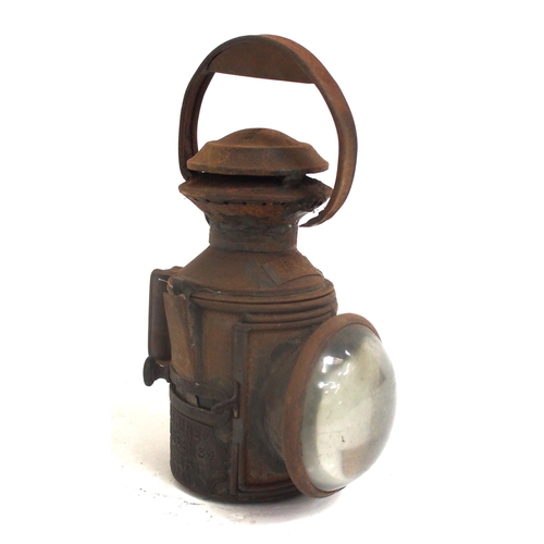 76 - Cheshire Lines Committee 3 aspect small sliding knob handlamp with bull's eye lens large brass plate... 