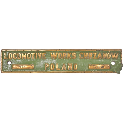 765 - Worksplate, LOCOMOTIVE WORKS CHRZANOW, POLAND, 5043, 1959, from an Indian 5ft 6ins gauge WP Class 4-... 