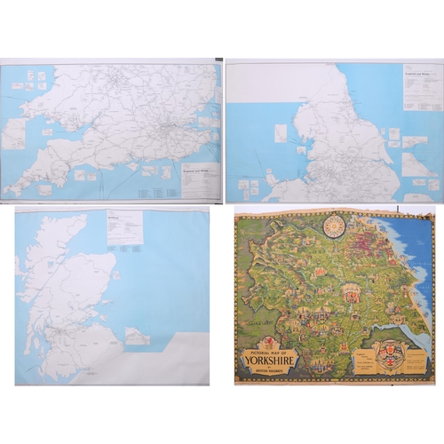 772 - BR system maps, 1980, by Geographia for BRB, two sheets covering UK, RCH map style, also BT quad roy... 