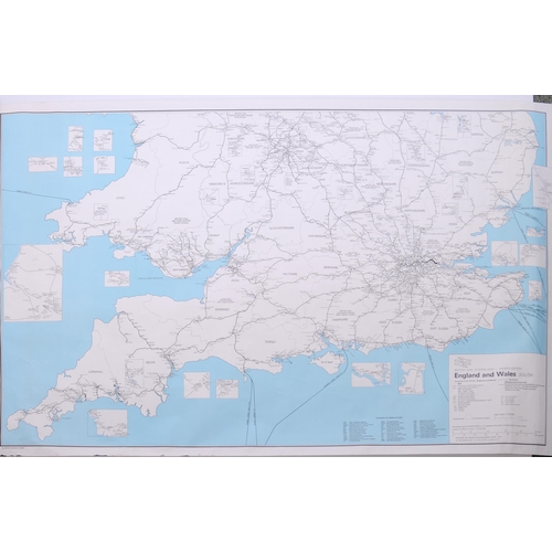 772 - BR system maps, 1980, by Geographia for BRB, two sheets covering UK, RCH map style, also BT quad roy... 