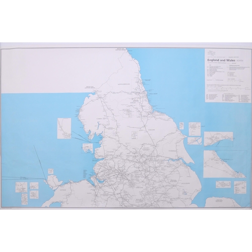 772 - BR system maps, 1980, by Geographia for BRB, two sheets covering UK, RCH map style, also BT quad roy... 