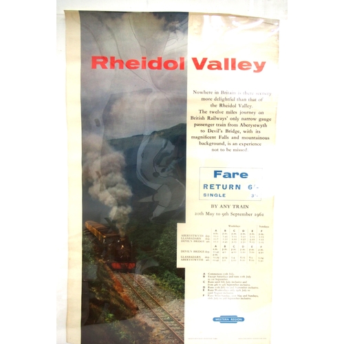 78 - Rolled posters - BR(W) Vale of Rheidol pictorial 1961 timetable & fares, Clapham Museum, 