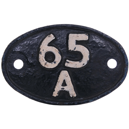 796 - Shedplate, 65A, Eastfield (1948-1973), ex D6100, the front repainted, the loco number noted on the b... 