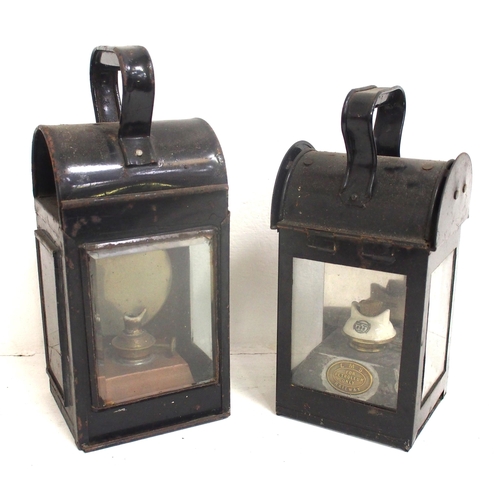 81 - LMS General purpose handlamp with correct brass plated reservoir & one general purpose, both in good... 