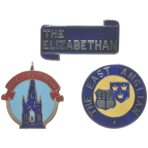 810 - Named train staff badges, THE EAST ANGLIAN, THE TALISMAN, 1¼