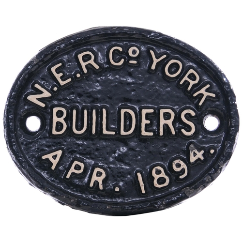 817 - Wagonplate, NER Co YORK, BUILDERS, APR 1894, cast iron, 5¼