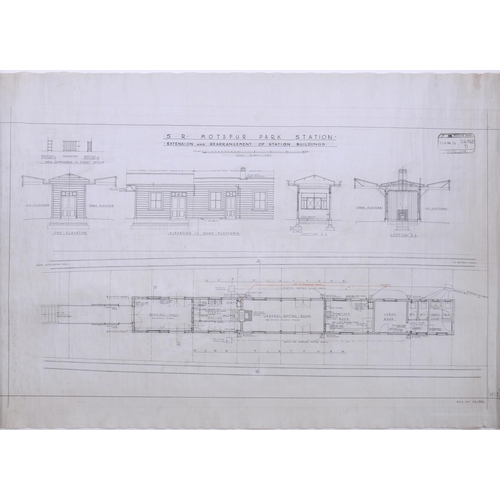 820 - SR plans, MOTSPUR PARK STATION, extension of buildings, 1930s, rolled, 41