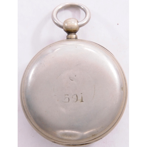 824 - LNWR pocket watch by J Sewill of Liverpool, 5591 on the back of the case, key wound, c. 1860.