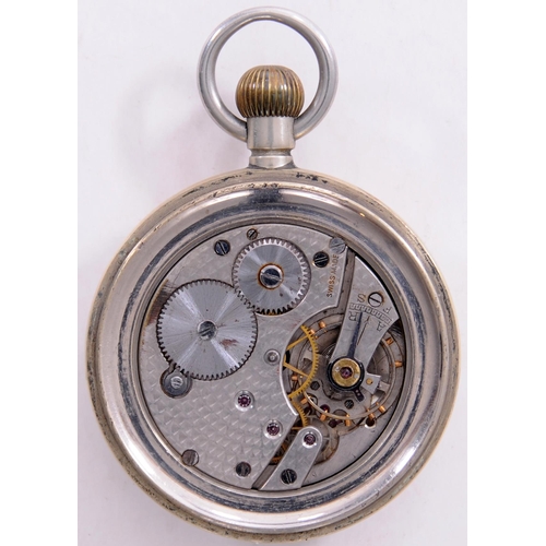 845 - Brecon and Merthyr Railway pocket watch, the back of the case marked B&M 67, worn, runs when wound.