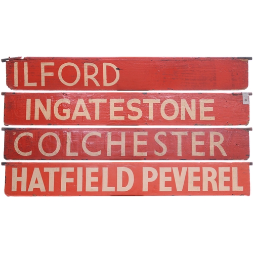 848 - Liverpool Street departure indicator plates, ILFORD, INGATESTONE, HATFIELD PEVEREL, COLCHESTER, pain... 