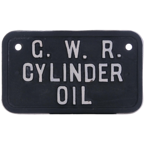 859 - Cast plates, GWR ENGINE OIL + GWR CYLINDER OIL, each cast iron, 6