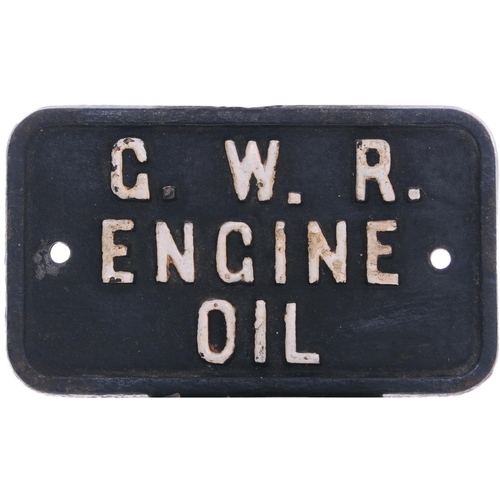 859 - Cast plates, GWR ENGINE OIL + GWR CYLINDER OIL, each cast iron, 6