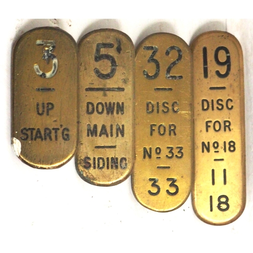 86 - GWR cast brass signal box lever plates - 3/UP STARTING (ribbed ...