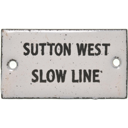 865 - Southern Railway signal instrument plate , SUTTON WEST, SLOW LINE, enamel, 2¼