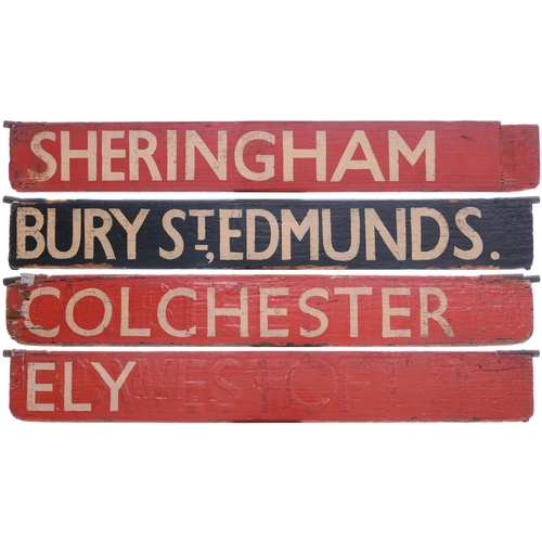 870 - Liverpool Street departure indicator plates, SHERINGHAM, ELY, BURY ST EDMUNDS, COLCHESTER, painted w... 