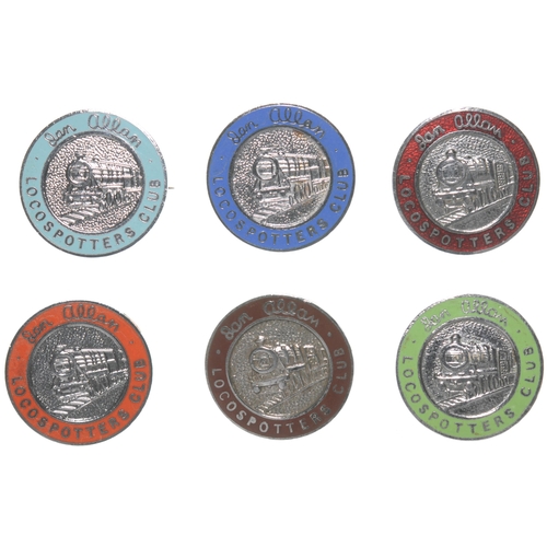 909 - Ian Allan Locospotters Club badges, chrome/enamel, by Caxton of Kew, a set of six in regional colour... 