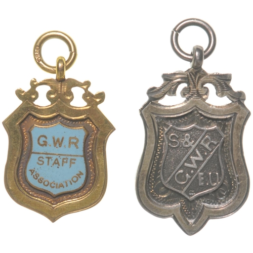 919 - GWR medallions, STAFF ASSOCIATION, MUSICAL FESTIVAL 1937, gold/enamel, + SOCIAL AND EDUCATIONAL UNIO... 