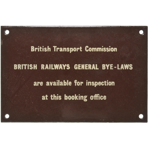 920 - BTC/BR General Bye-Laws notice, enamel, 6