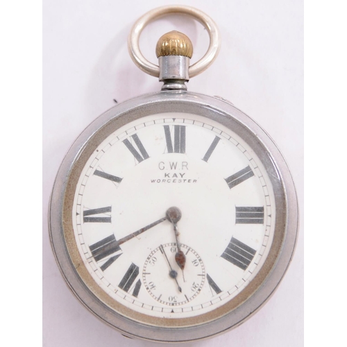 928 - GWR pocket watch by Kay Worcester, Lancashire Watch Co, Prescot, GWR on the back of the case, very w... 