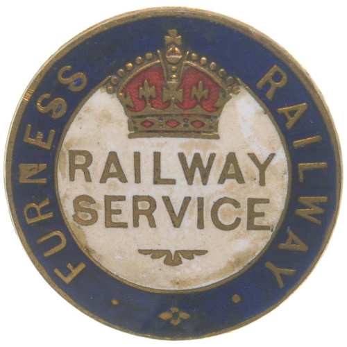 931 - First World War badge, FURNESS RAILWAY, RAILWAY SERVICE, by J A Wylie & Co, brass/enamel, 1