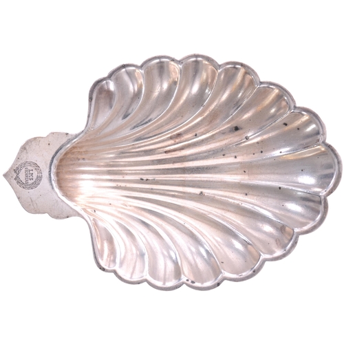 932 - LMS Steamers scallop dish by Elkington, in the shape of the sea shell, silver plate, 5