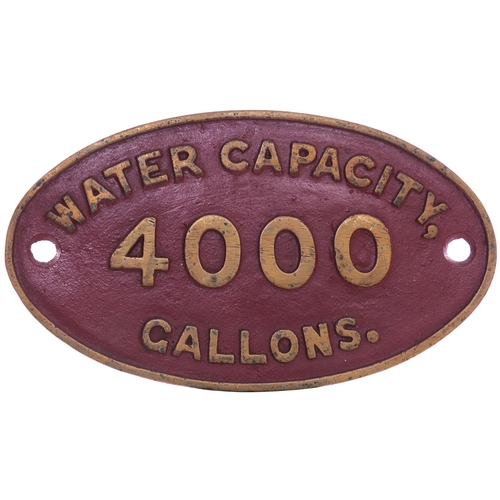 934 - Tenderplate, WATER CAPACITY 4000 GALLONS, cast brass, 10¼