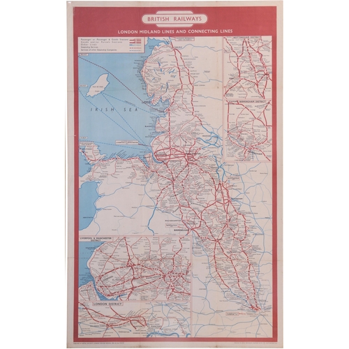 940 - BR(M) double royal poster, Regional System Map 1958, enlargements of London, Liverpool and Mancheste... 