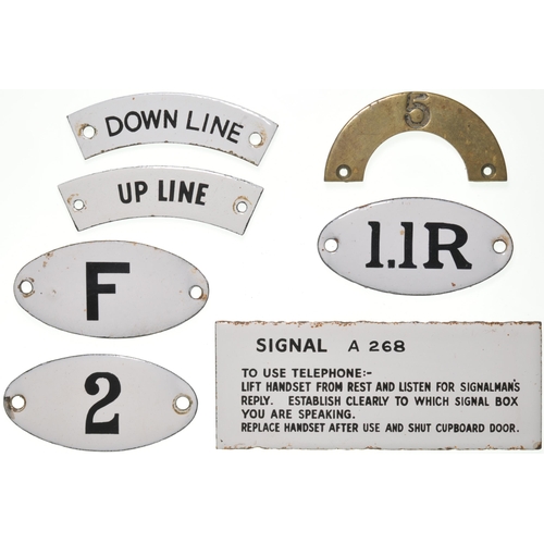 Signal instrument plates, UP LINE and DOWN LINE, for SR block, SR number plates, etc. (7)