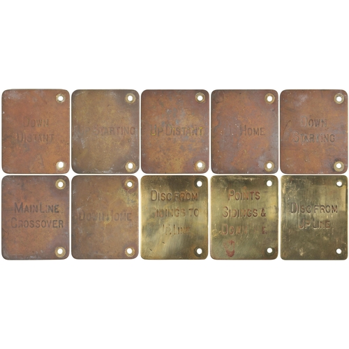 953 - Set of Midland Railway lever backplates for BINTON, SMJR, several with older engravings on the back,... 