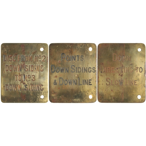 953 - Set of Midland Railway lever backplates for BINTON, SMJR, several with older engravings on the back,... 