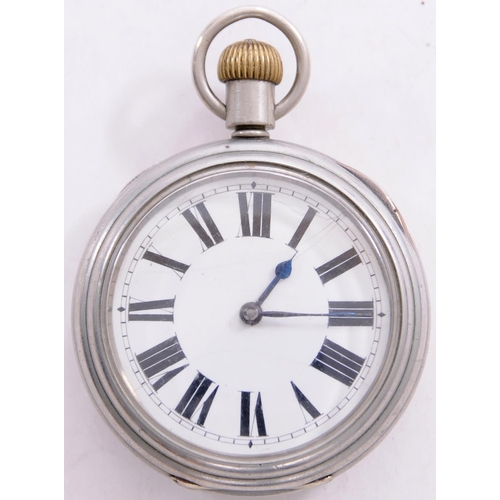 Taff Vale Railway pocket watch by Waltham, the back of the case stamped TAFF VALE RAILWAY 264, worn, and engraved TVR 121 over the original which is still visible. Runs when wound.