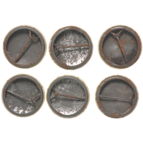 956 - Ian Allan Locospotters Club badges, tinplate type, one for each region, staining to ER, SCR, NER exa... 