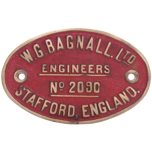 958 - Worksplate, BAGNALL ENGINEERS, 2090. Altered from Bagnall 2000. The latter was a metre gauge 0-6-0 s... 